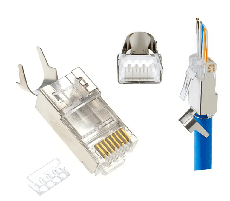 MUFA RJ-45 GEMBIRD pt. cablu FTP/SFTP, Cat7, RJ-45 (T) | RJ-45 (T) tip pass-through, ecranat, plastic cu metal, 50 buc, "LC-PTF7-01/50" — miniatură