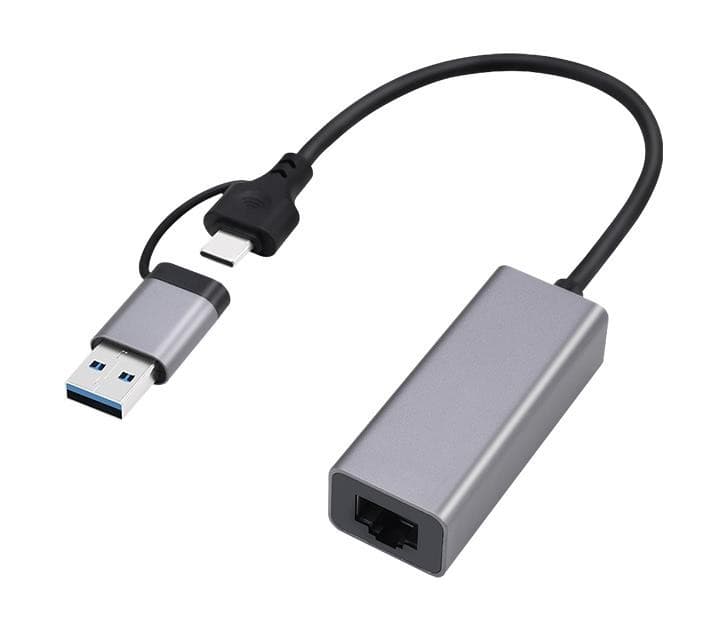 ADAPTOR RETEA GEMBIRD, extern, USB-A 3.1 + Type-C, port RJ-45, 1000 Mbps, silver, "A-USB3AC-LAN-01"