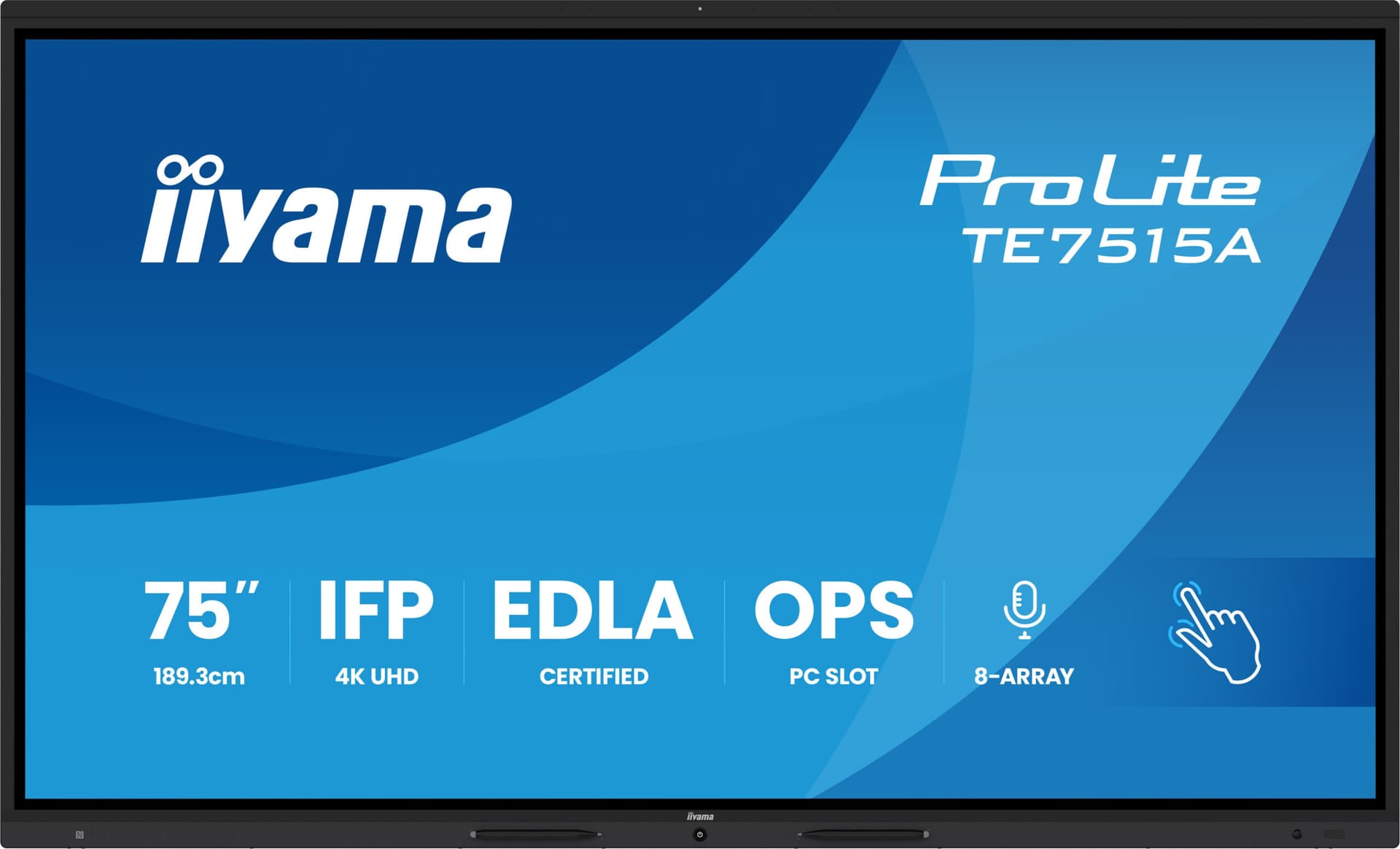 Iiyama ProLite TE7515A-B1AG - 75" Diagonal Class (74.5" viewable) LED-backlit display interactive digital signage with touchscreen / 8-microphone / 4K UHD (2160p) 3840 x 2160 "TE7515A-B1AG" — miniatură
