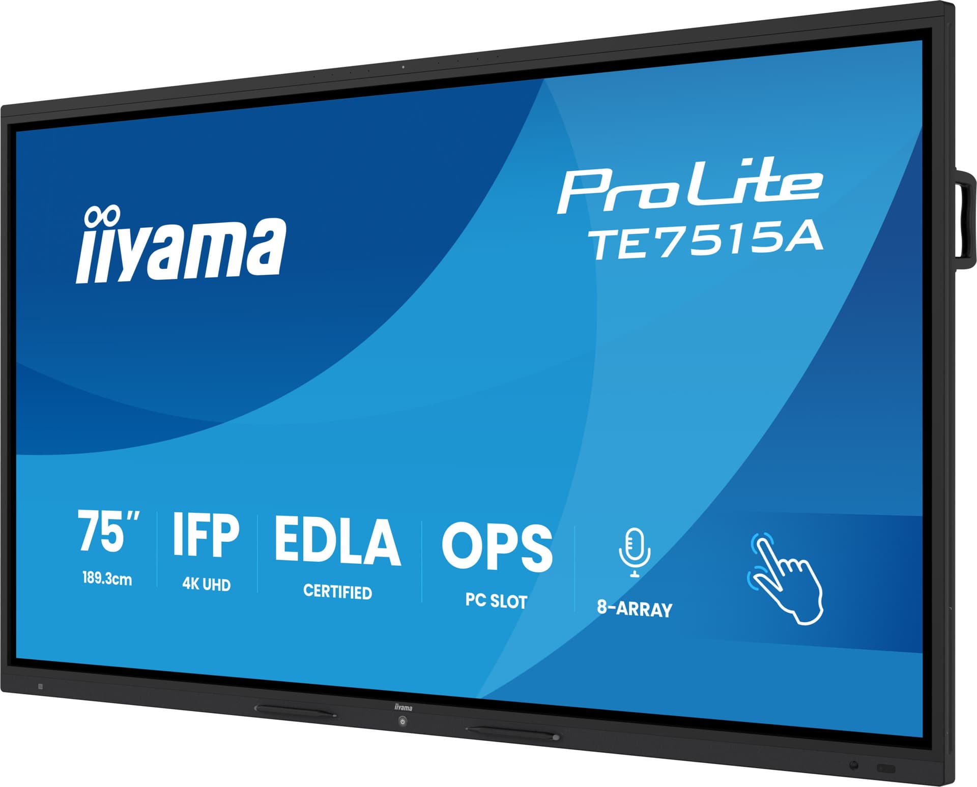 Iiyama ProLite TE7515A-B1AG - 75" Diagonal Class (74.5" viewable) LED-backlit display interactive digital signage with touchscreen / 8-microphone / 4K UHD (2160p) 3840 x 2160 "TE7515A-B1AG" — miniatură
