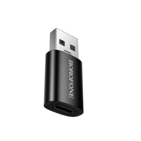 ADAPTOR Borofone "BV26B", USB 3.0 (T) to USB Type-C (M), corp metalic, negru "6941991123993" — miniatură