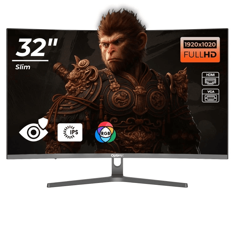 Monitor LED Gaming Curbat 32 inch OptimX MT32J, Full HD 1920x1020 VGA, HDMI, Slim, RGB Light "75256"