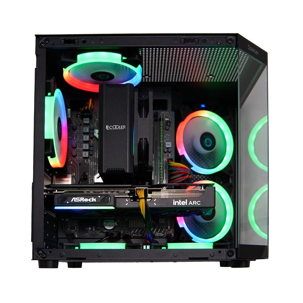 Sistem Desktop PC Gaming Spacer Gladiator i5, Intel i5-12400F, 16GB DDR4, 512GB SSD, Intel ARC B570 10GB, No Os, Negru, "SPACER-Gladiator-i5.12400F-16D4S512" — miniatură
