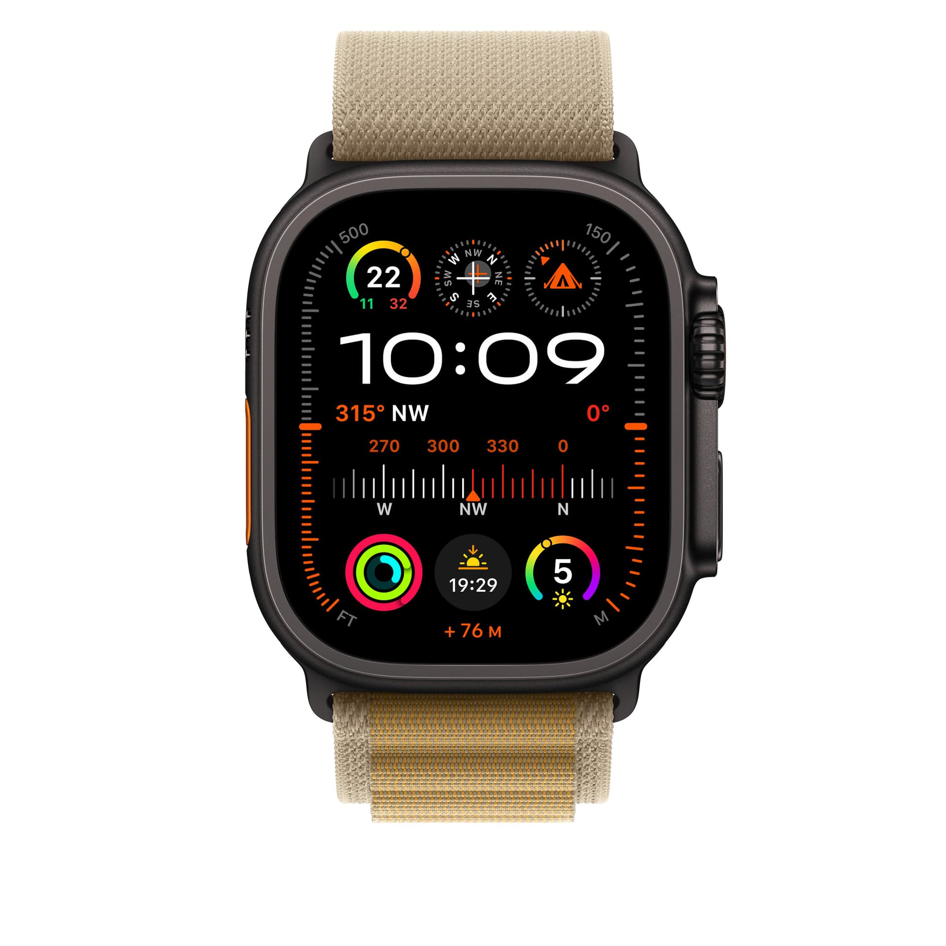 Curea pentru Apple Watch 49mm, Tan Alpine Loop, Black Titanium Finish - Small "MYQ03ZM/A" — miniatură