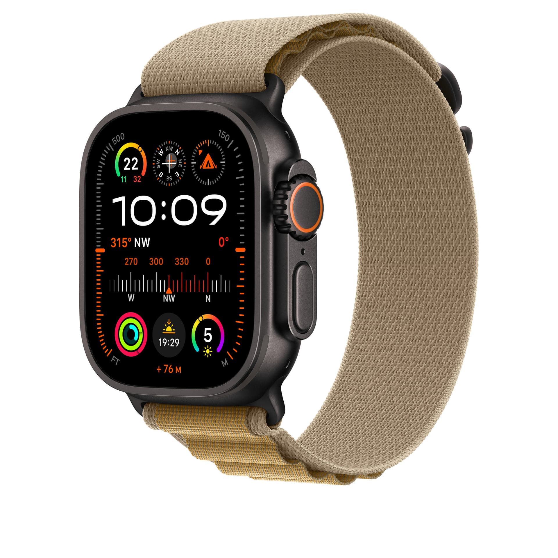 Curea pentru Apple Watch 49mm, Tan Alpine Loop, Black Titanium Finish - Small "MYQ03ZM/A" — miniatură