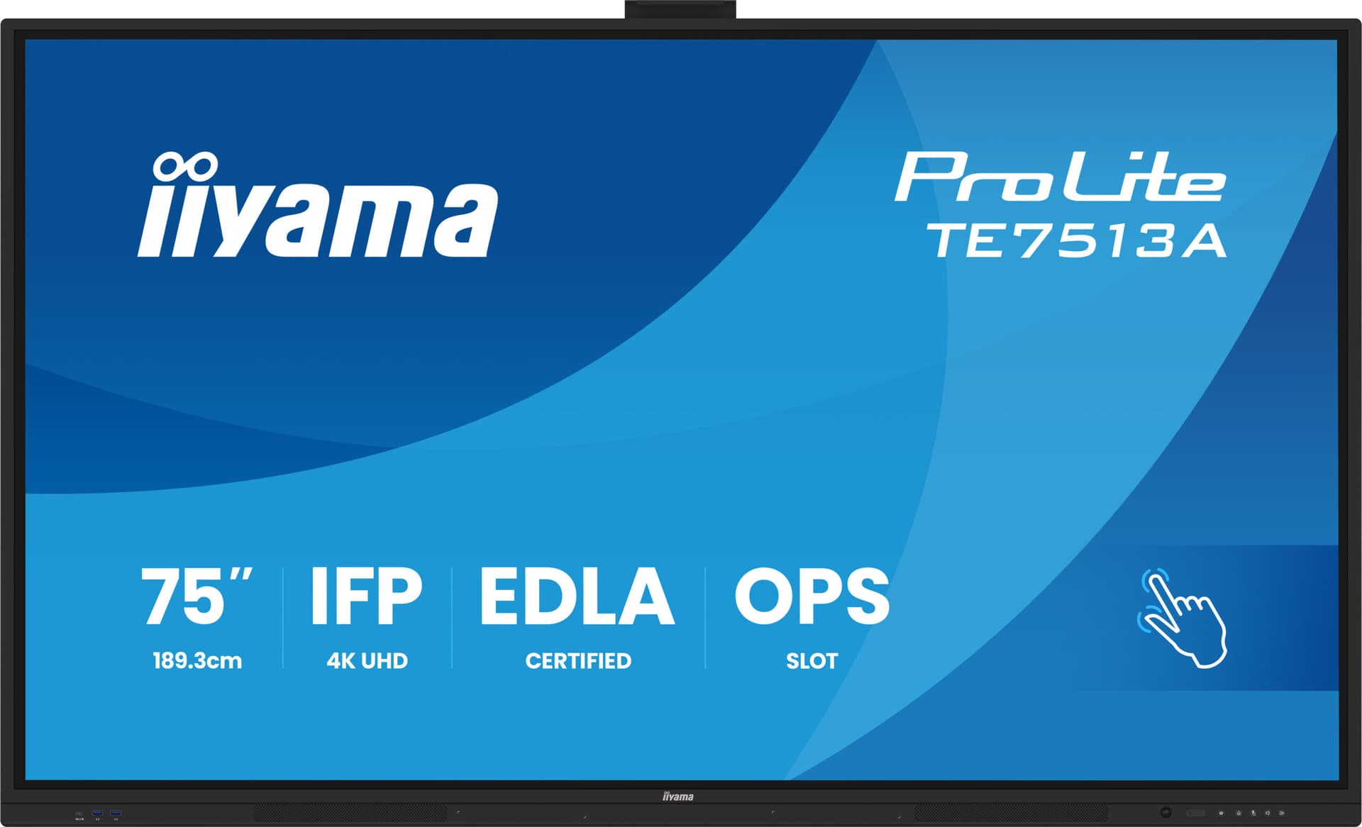 Iiyama Prolite TE7513A-B2AG 75UHD VA 3840x2160 400cd 1200:1 8ms Android 1, 8/128GB, VGA, 2x HDMI, 2x USB-C, mini-jack, Optical Out (S/PDIF), USB Touch Interface, Landscape mode,Media Play USB Ports "TE7513A-B2AG" — miniatură