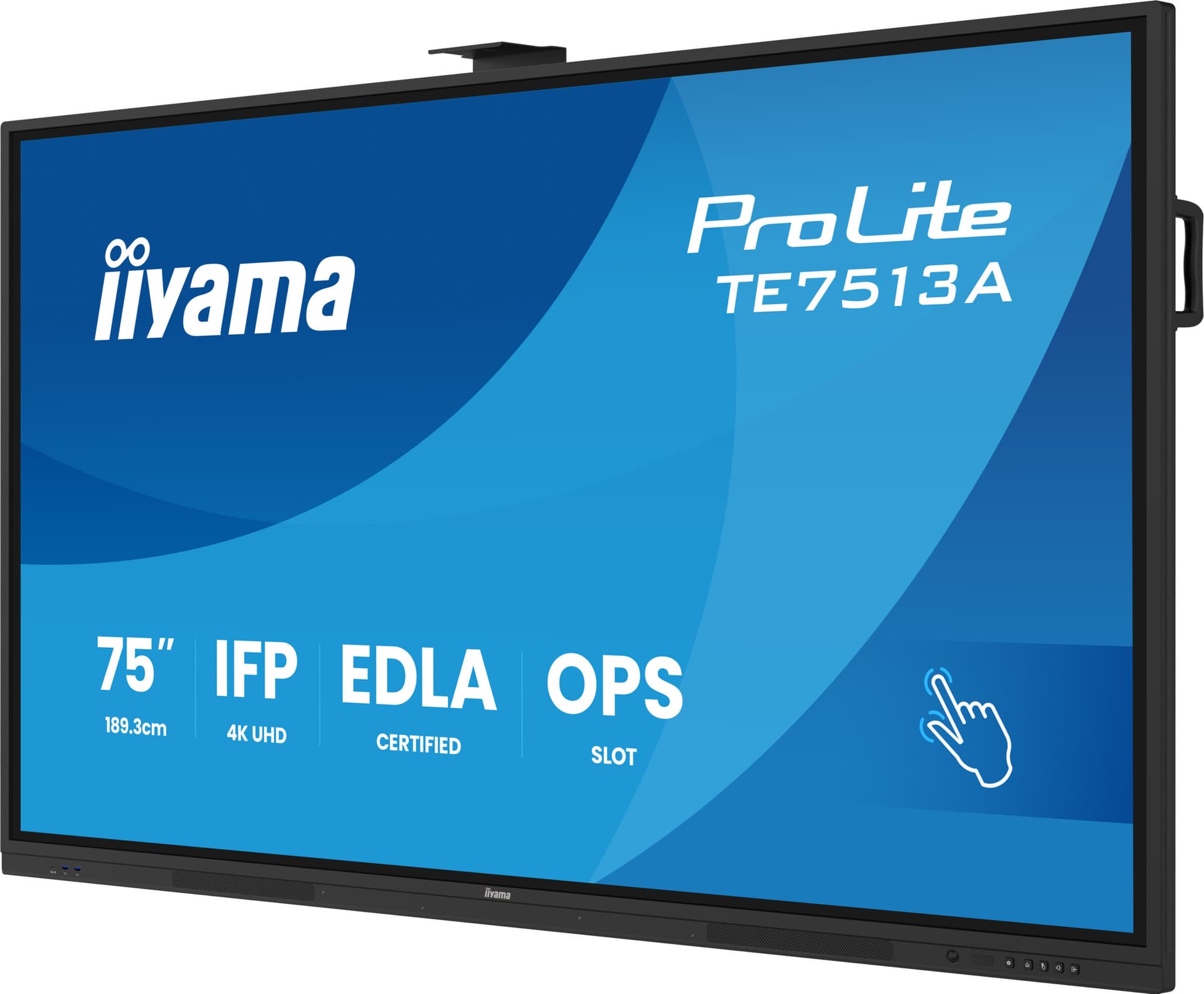 Iiyama Prolite TE7513A-B2AG 75UHD VA 3840x2160 400cd 1200:1 8ms Android 1, 8/128GB, VGA, 2x HDMI, 2x USB-C, mini-jack, Optical Out (S/PDIF), USB Touch Interface, Landscape mode,Media Play USB Ports "TE7513A-B2AG" — miniatură