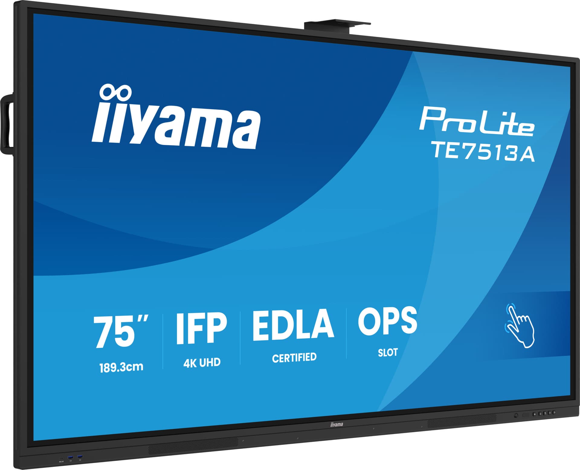 Iiyama Prolite TE7513A-B2AG 75UHD VA 3840x2160 400cd 1200:1 8ms Android 1, 8/128GB, VGA, 2x HDMI, 2x USB-C, mini-jack, Optical Out (S/PDIF), USB Touch Interface, Landscape mode,Media Play USB Ports "TE7513A-B2AG" — miniatură