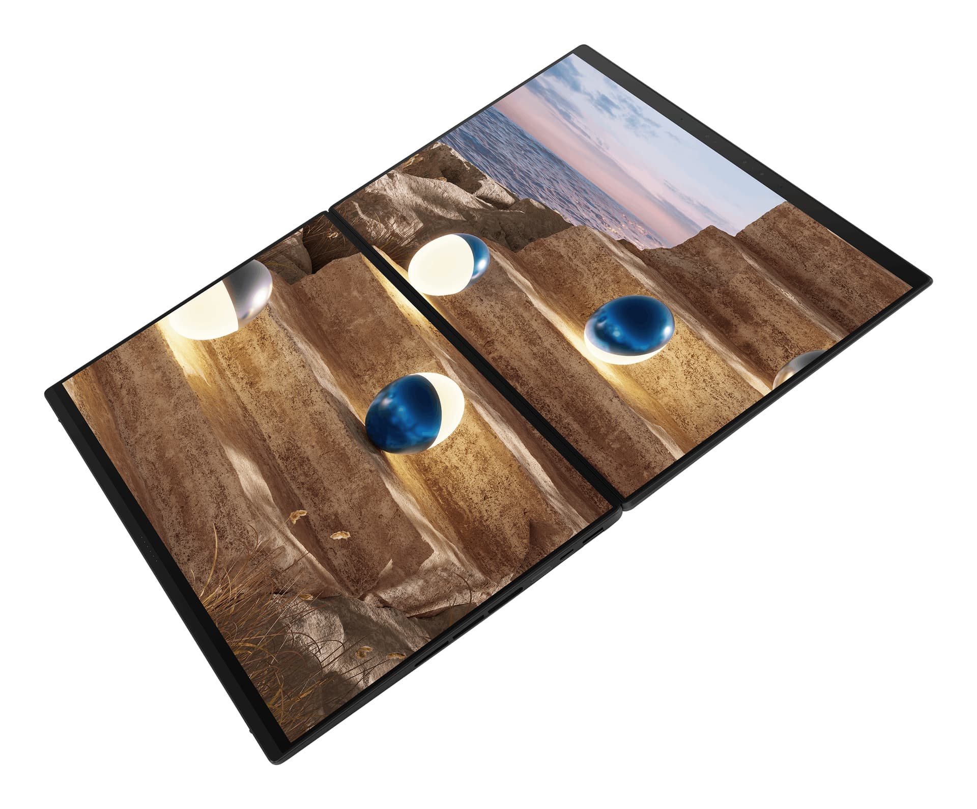 14 Zenbook DUO UX8407AA, 3K OLED 144Hz Touch, Procesor Intel® CoreTM Ultra X9 388H (18M Cache, up to 5.10 GHz), 32GB LPDDR5X, 2TB SSD, Intel Arc B390, Win 11 Pro, Moher Gray "UX8407AA-SN094X" — miniatură