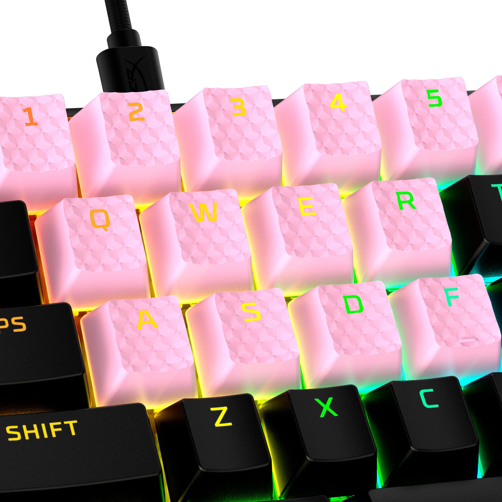 Tastatura Gaming Keycaps Full set, HyperX Pudding, US Layout, Pink "519U0AA" — miniatură