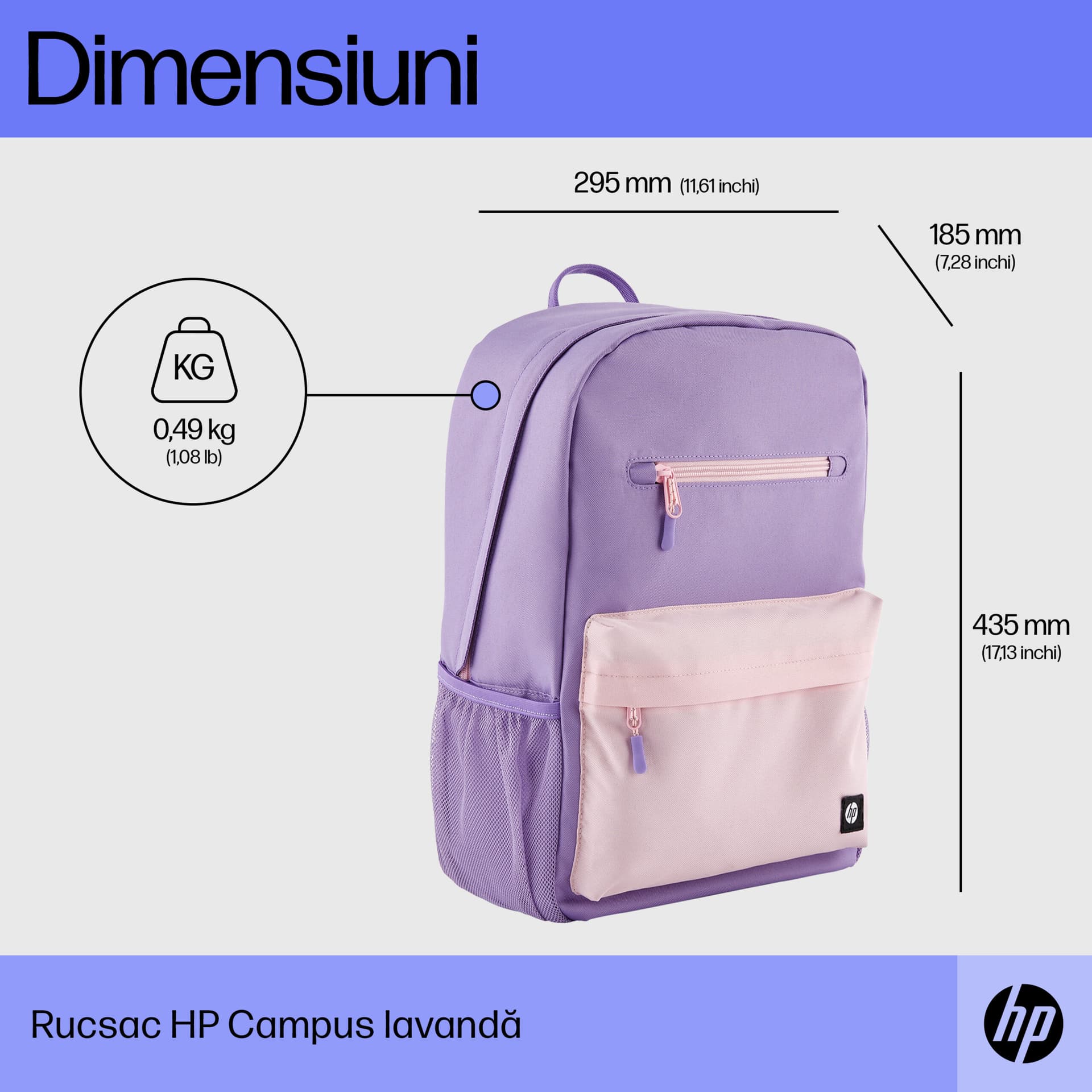 Rucsac notebook HP Campus 7J597AA, 15.6" (Roz) "7J597AA" — miniatură