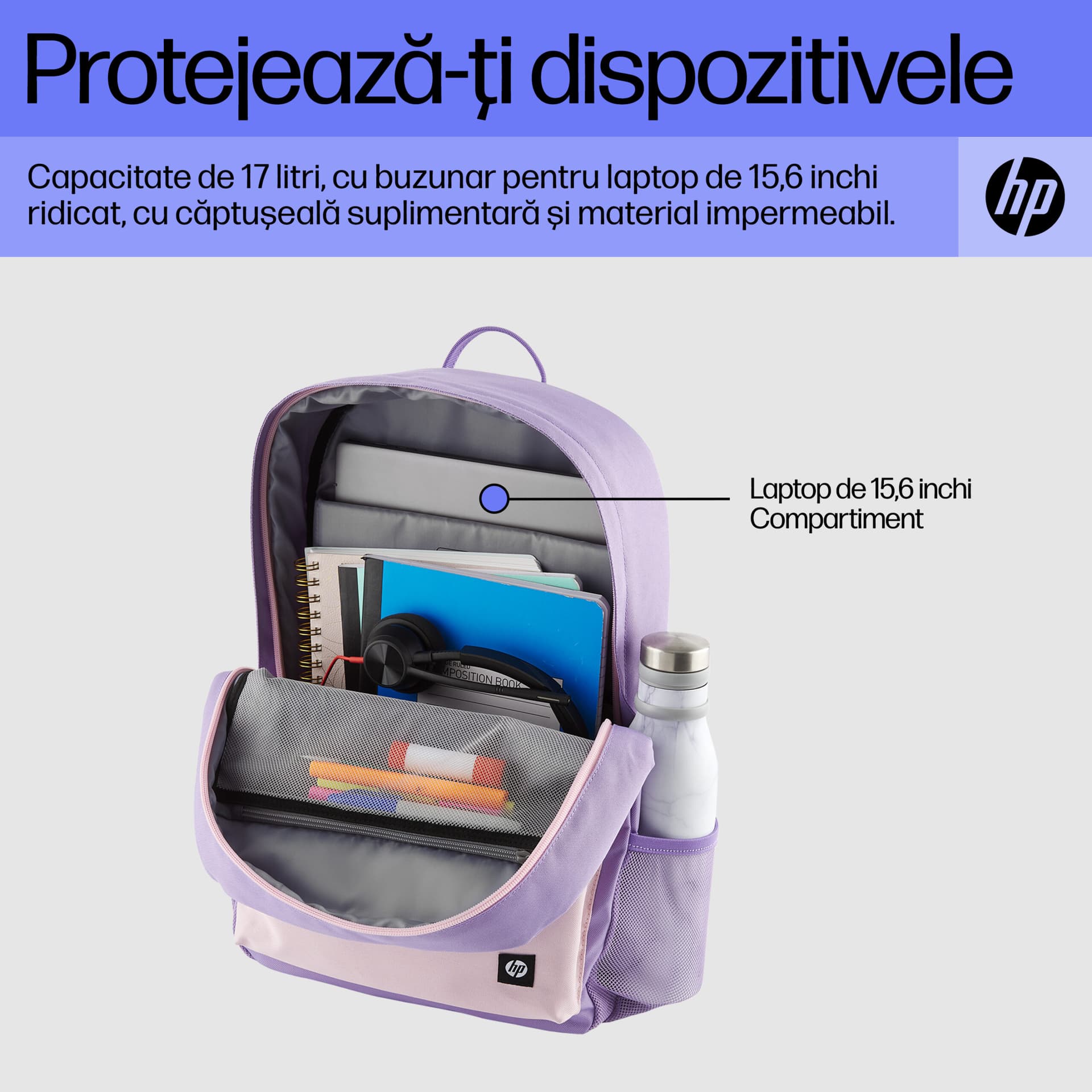 Rucsac notebook HP Campus 7J597AA, 15.6" (Roz) "7J597AA" — miniatură