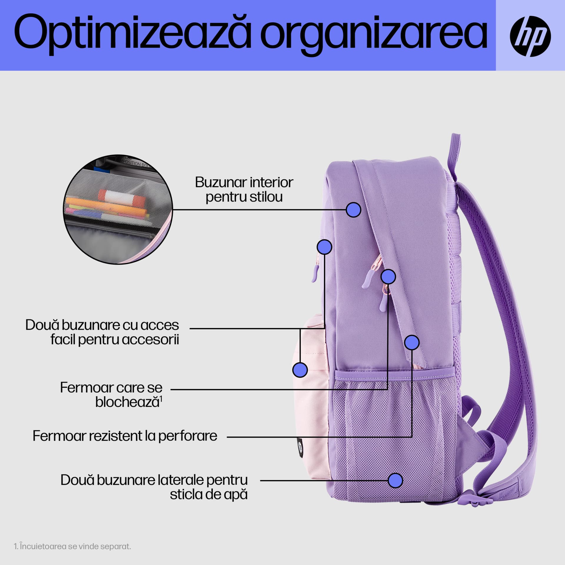 Rucsac notebook HP Campus 7J597AA, 15.6" (Roz) "7J597AA" — miniatură