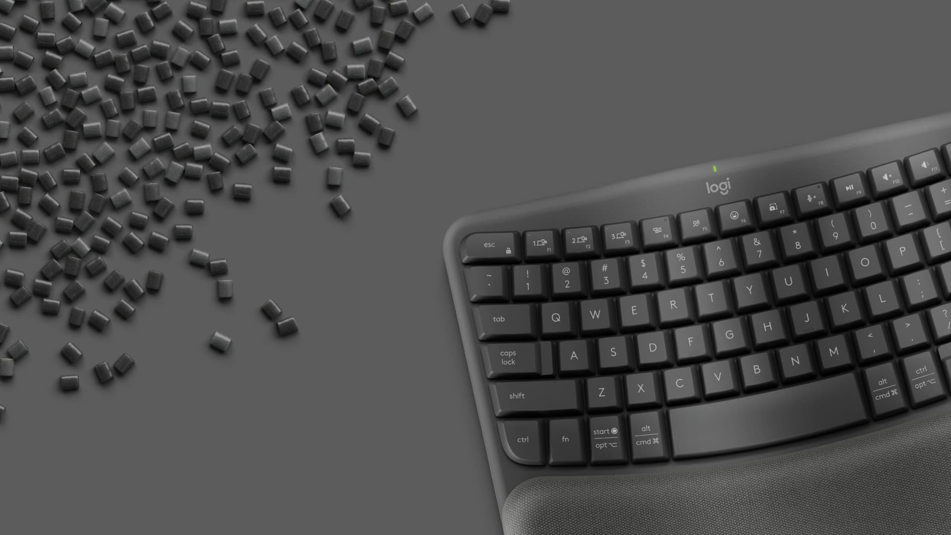 LOGITECH Wave Keys wireless ergonomic keyboard GRAPHITE (CZE-SKY) 2.4GHZ/BT UNIVERSAL "920-012307" — miniatură