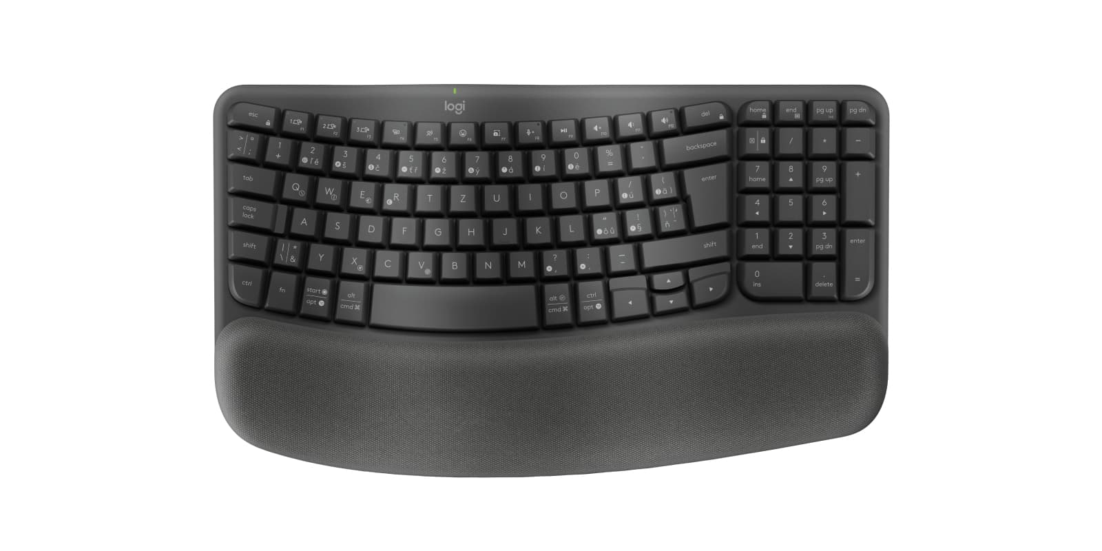 LOGITECH Wave Keys wireless ergonomic keyboard GRAPHITE (CZE-SKY) 2.4GHZ/BT UNIVERSAL "920-012307"