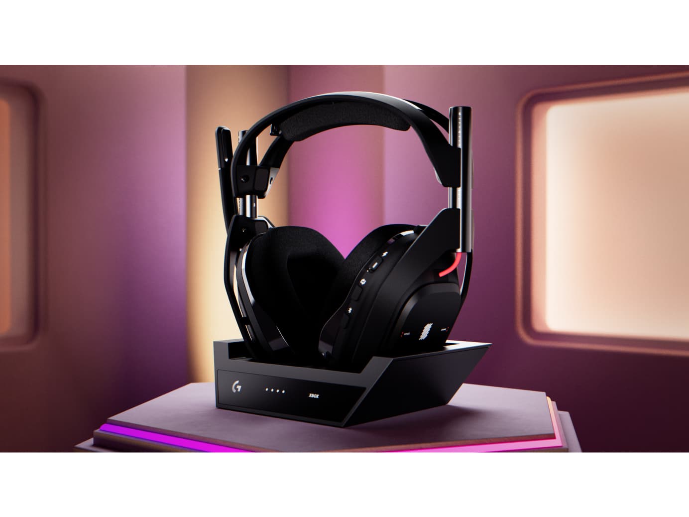 Casti Gaming Wireless Logitech ASTRO A50 Gen 5 + Statie cu PLAYSYNC Audio, LIGHTSPEED/USB, Autonomie 24 ore, Microfon, Multiplatforma (Negru) "939-002224" — miniatură