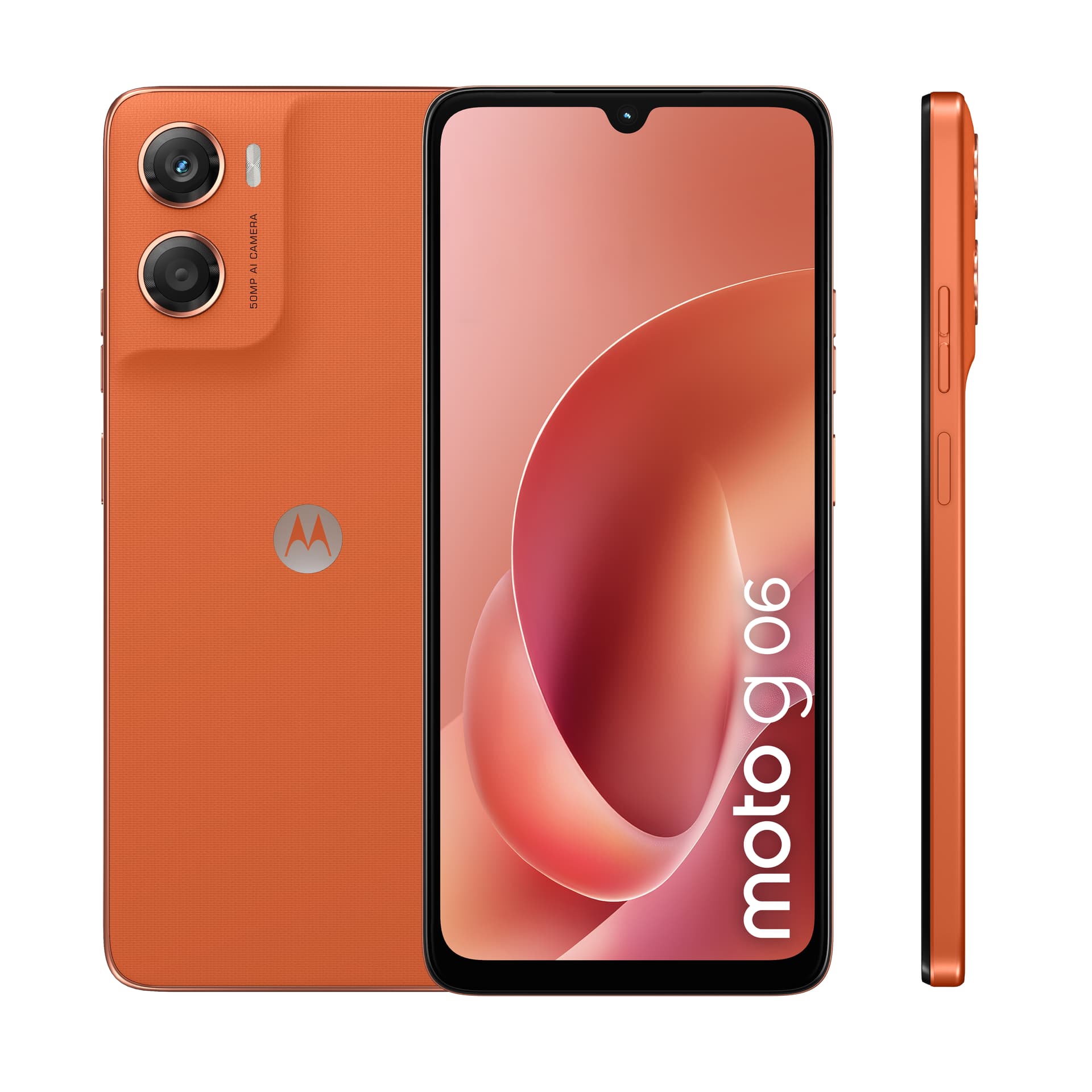Telefon Mobil Motorola Moto G06, Procesor Mediatek Helio G81 Ultra Octa-Core, IPS LCD Touchscreen 6.88", 4GB RAM, 256GB Flash, Camera 50 MP, Wi-Fi, 4G, Dual Sim, Android (Portocaliu) "PBA20013RO" — miniatură