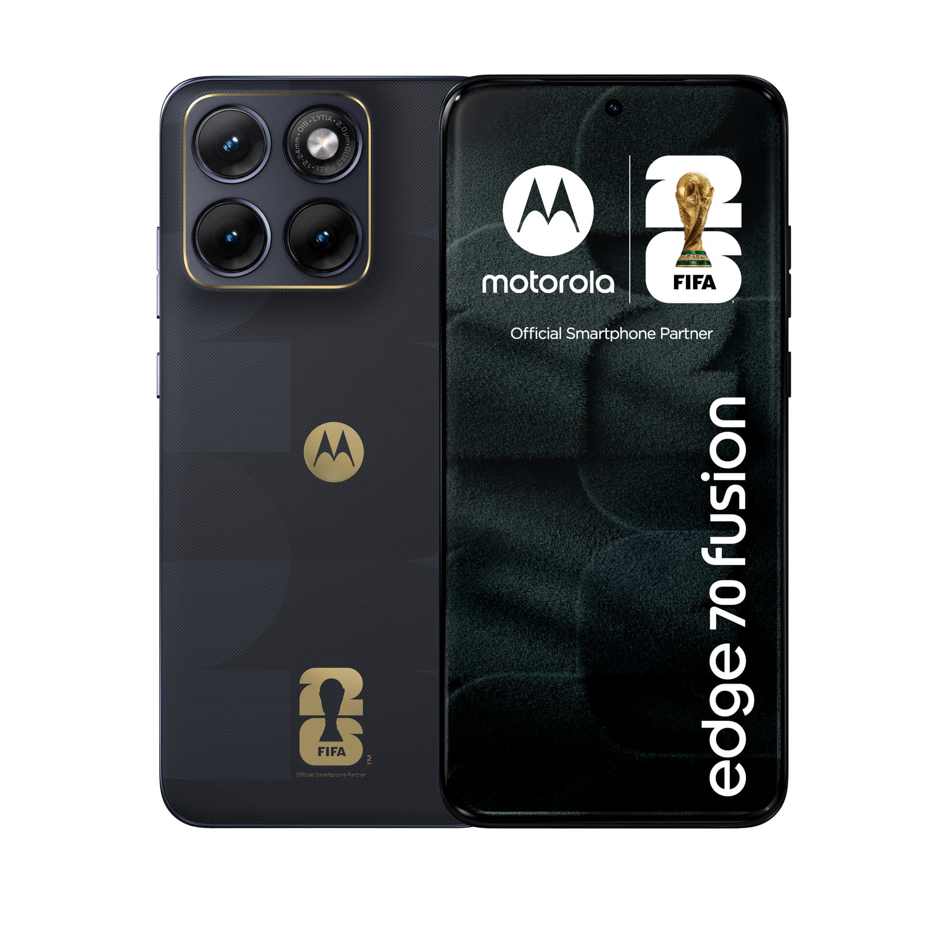 Telefon Mobil Motorola Edge 70 Fusion, FIFA Edition, Procesor Qualcomm SM7635 Snapdragon 7s Gen 3, 6.78", 8GB RAM, 256GB Flash,50 + 13 MP, Wi-Fi, 5G, Dual Sim, Android (Negru/Albastru) "PBBD0028PL"