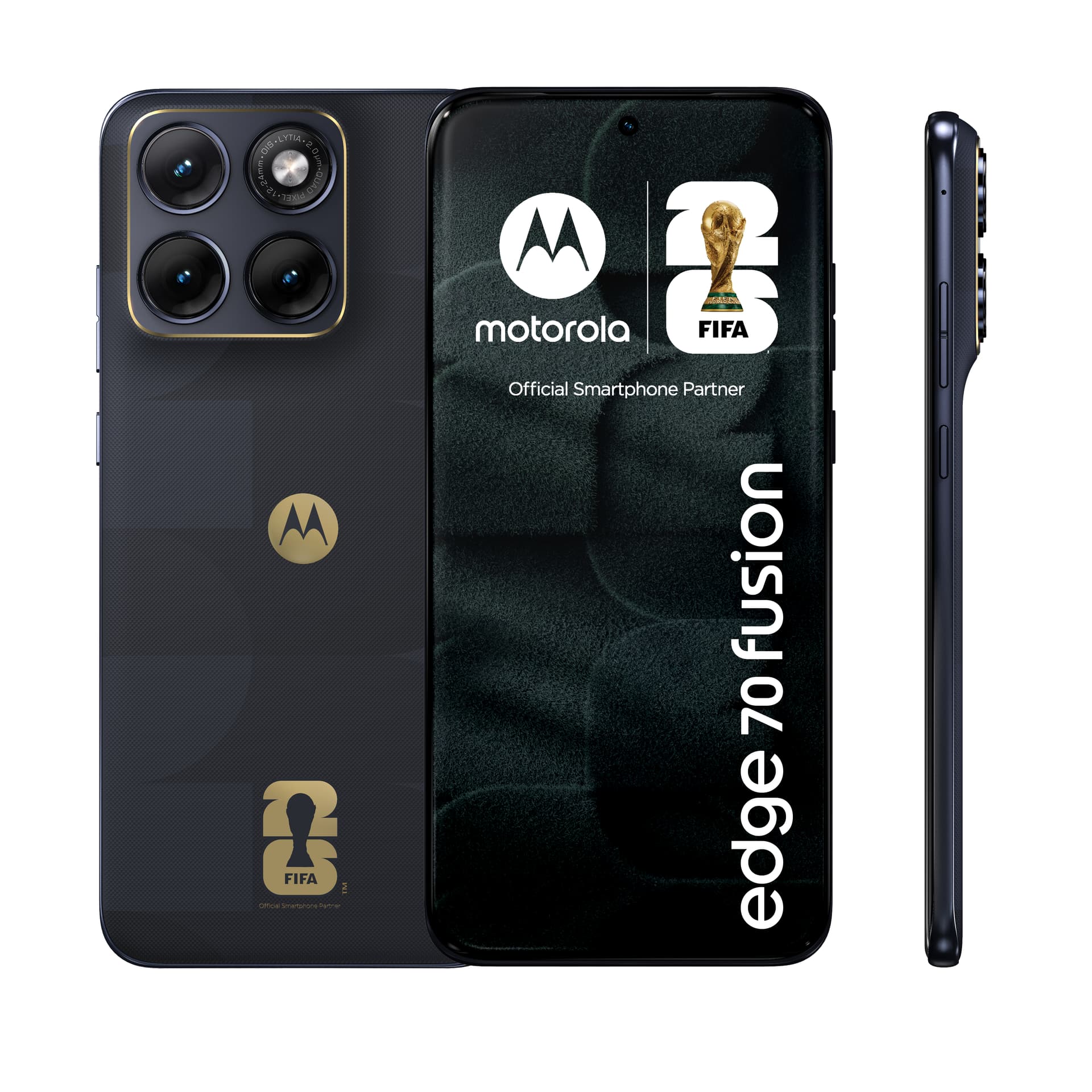 Telefon Mobil Motorola Edge 70 Fusion, FIFA Edition, Procesor Qualcomm SM7635 Snapdragon 7s Gen 3, 6.78", 8GB RAM, 256GB Flash,50 + 13 MP, Wi-Fi, 5G, Dual Sim, Android (Negru/Albastru) "PBBD0028PL" — miniatură