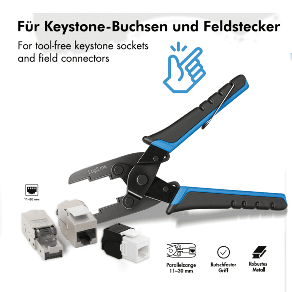 CLESTE sertizare mufe, LOGILINK, functii: sertizare mufe + inchidere mufe, RJ45 Keystone. "WZ0081" — miniatură