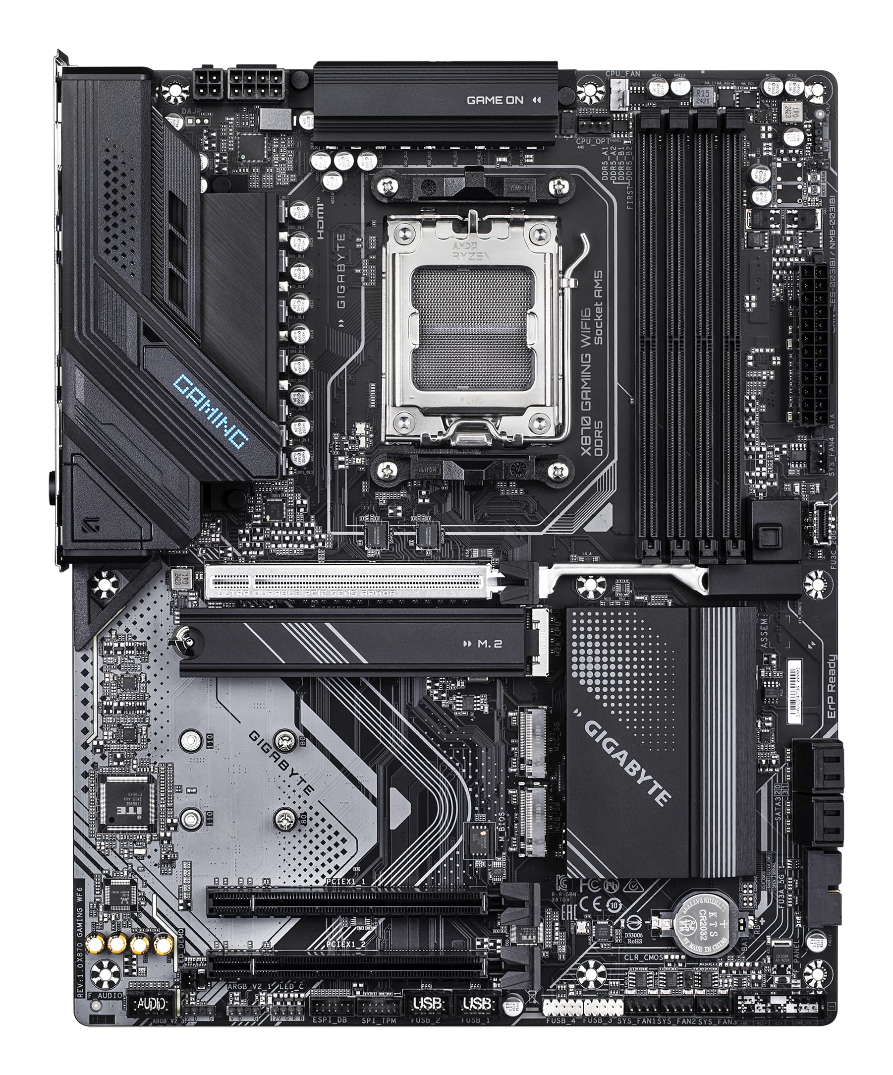 Placa de baza GIGABYTE X870 GAMING WIFI6, AMD X870, AM5, ATX, DDR5 "X870 GAMING WF6" — miniatură