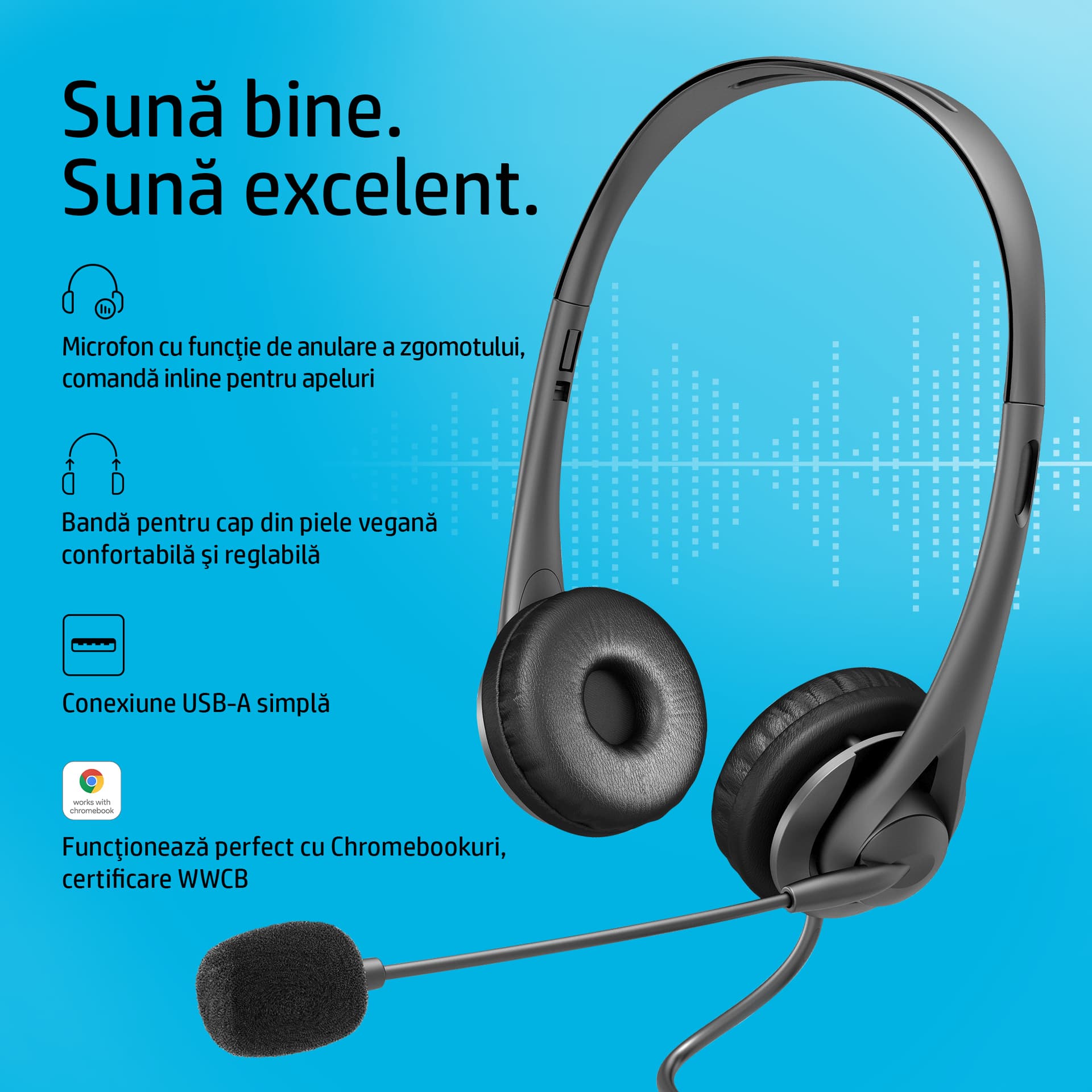 Casti HP G2, USB (Negru) "428H5AA" — miniatură