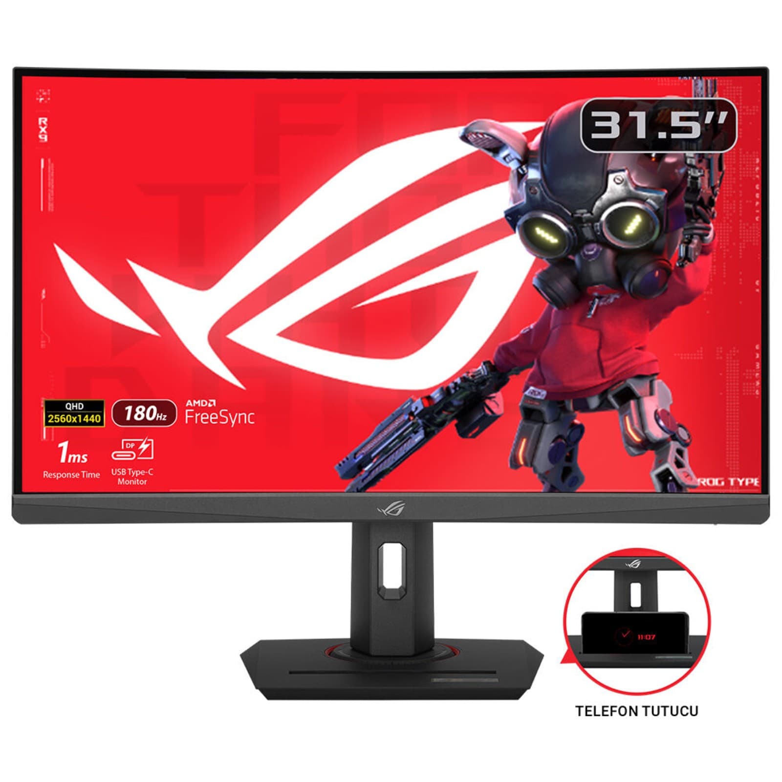 Monitor Gaming VA LED ASUS ROG Strix 31.5" XG32WCS, WQHD (2560 x 1440), HDMI, DisplayPort, Ecran curbat, 180 Hz, 1 ms (Negru) "90LM0AC0-B01970"