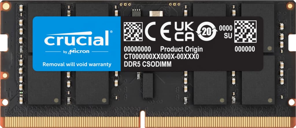 24GB, DDR5, 6400MHz, CL52, 1.10v, CSODIMM "CT24G64C52CS5"