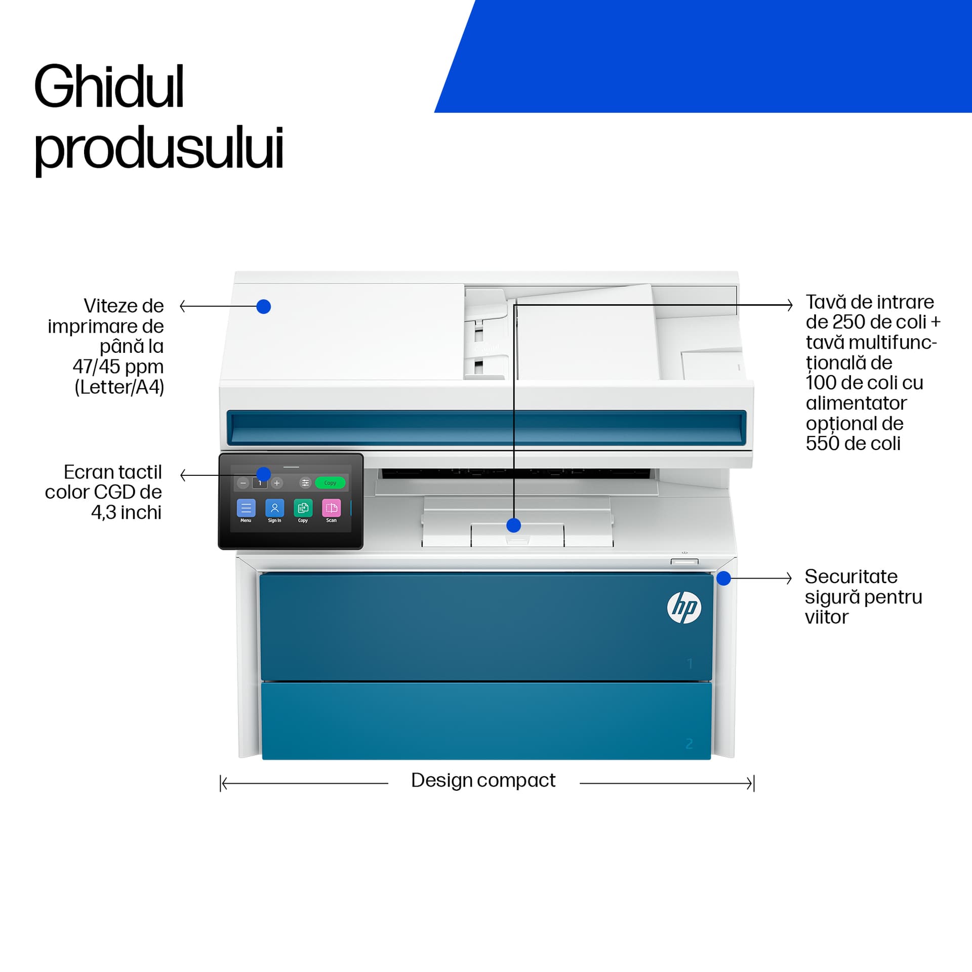 Multifunctional Laser Mono HP MFP 4113fdw, A4, Functii: Impr.|Scan.|Cop.|Fax, Viteza de Printare Monocrom: 47ppm, Viteza de printare color:, Conectivitate:USB|Retea|WiFi, Duplex:Da, ADF:DADF(incl.TV 11lei) "8X3G0A" — miniatură