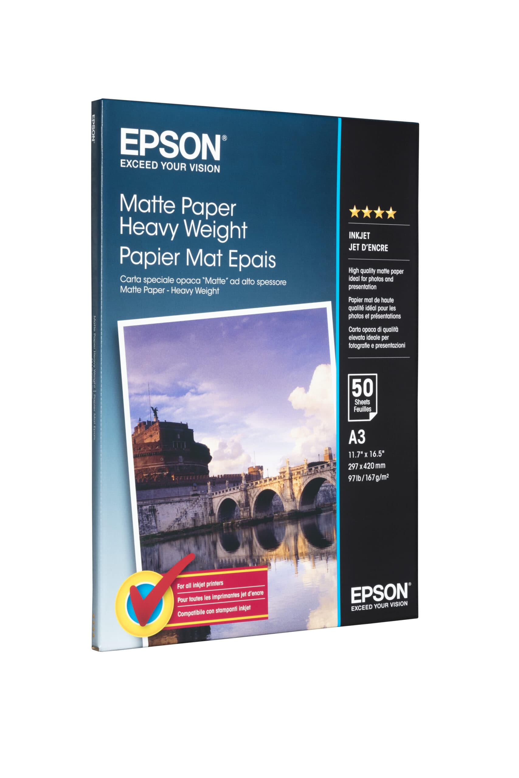 Hartie Foto Originala Epson, C13S041261, A3, heavy weight matte 167 g/mp, "C13S041261"
