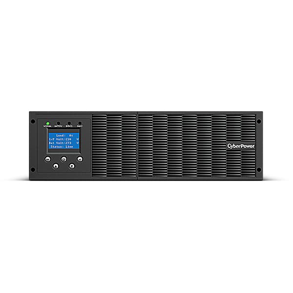 UPS CYBER POWER Online dubla conversie cu sin. pura, cu management, Rack 3U, LCD, 10000VA/900W, bloc conexiuni, fara baterii, terminal block, USB, RS232, slot SNMP, APFC, EPO, GreenP, "OLS10000ERTXL3U" — miniatură