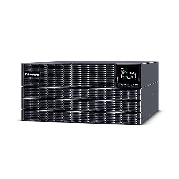 UPS CYBER POWER Online dubla conversie cu sin. pura, cu management, Rack 5U, LCD, 10000VA/10000W, 8x IEC, baterie 20x 12V/9Ah, incarcare pana la 4h, USB, RS232, slot SNMP, APFC, LCD col, EPO, EBM, GreenP, "OLS10KERT5UM"