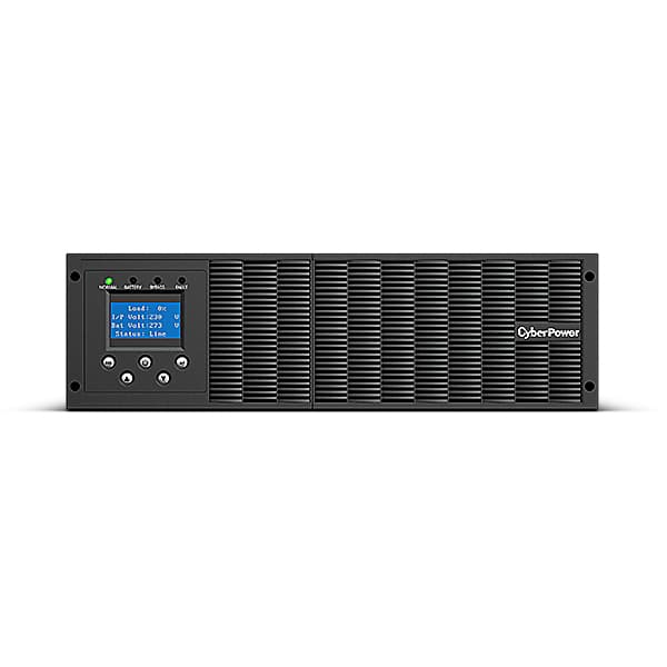 UPS CYBER POWER Online dubla conversie cu sin. pura, cu management, Rack 3U, LCD, 6000VA/5400W, bloc conexiuni, fara baterii, terminal block, USB, RS232, slot SNMP, APFC, EPO, GreenP, "OLS6000ERTXL3U" — miniatură