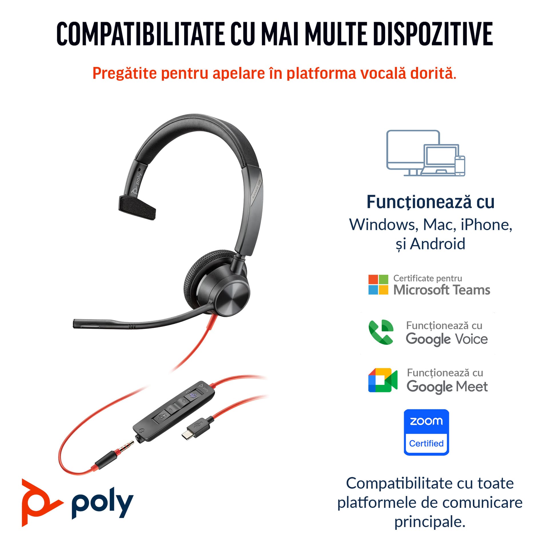 Poly BW 3315 -M USB-C HS +USB-C/A"8X218AA" — miniatură