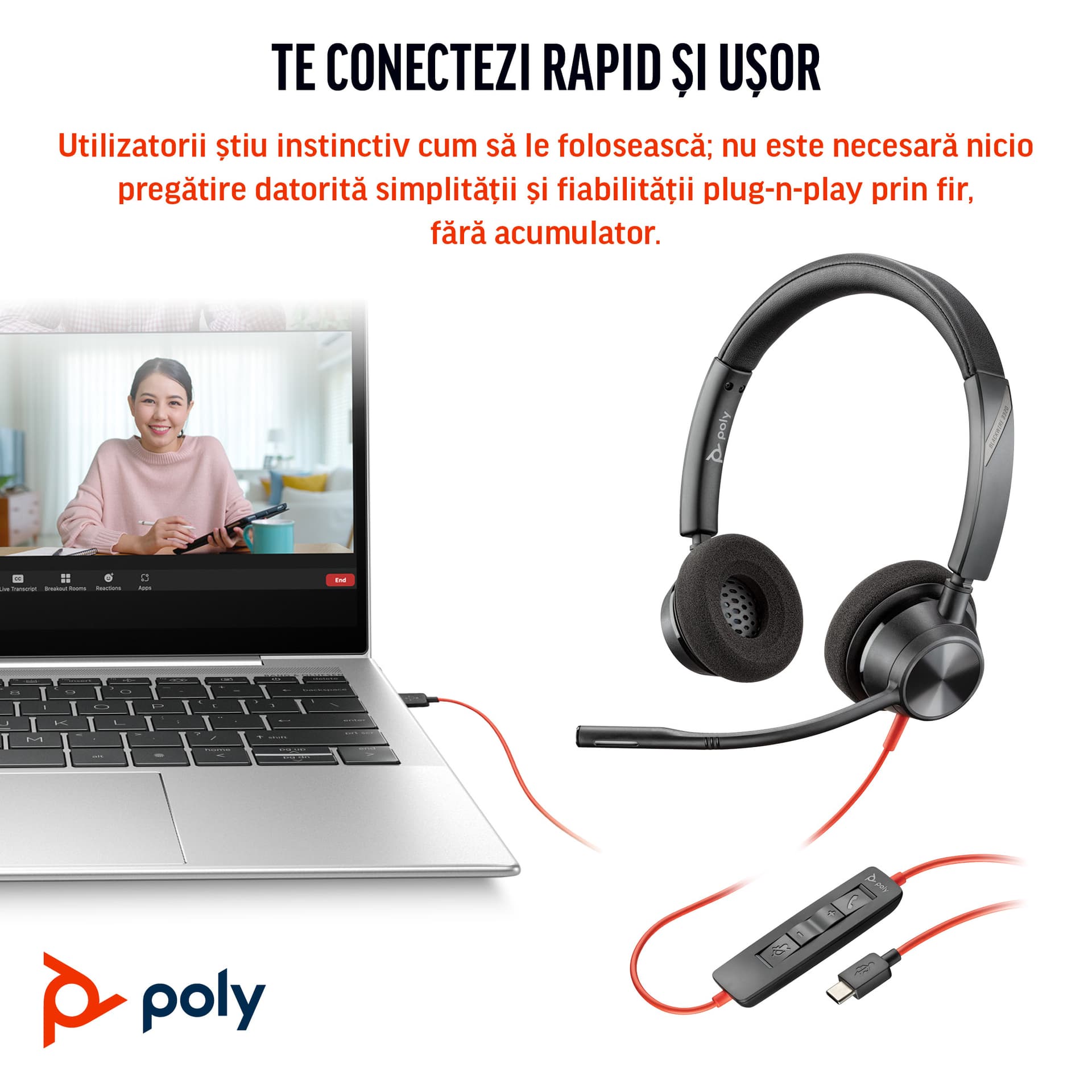 Poly BW 3320 Stereo -M USB-C HS +USB-C/A"8X220AA" — miniatură