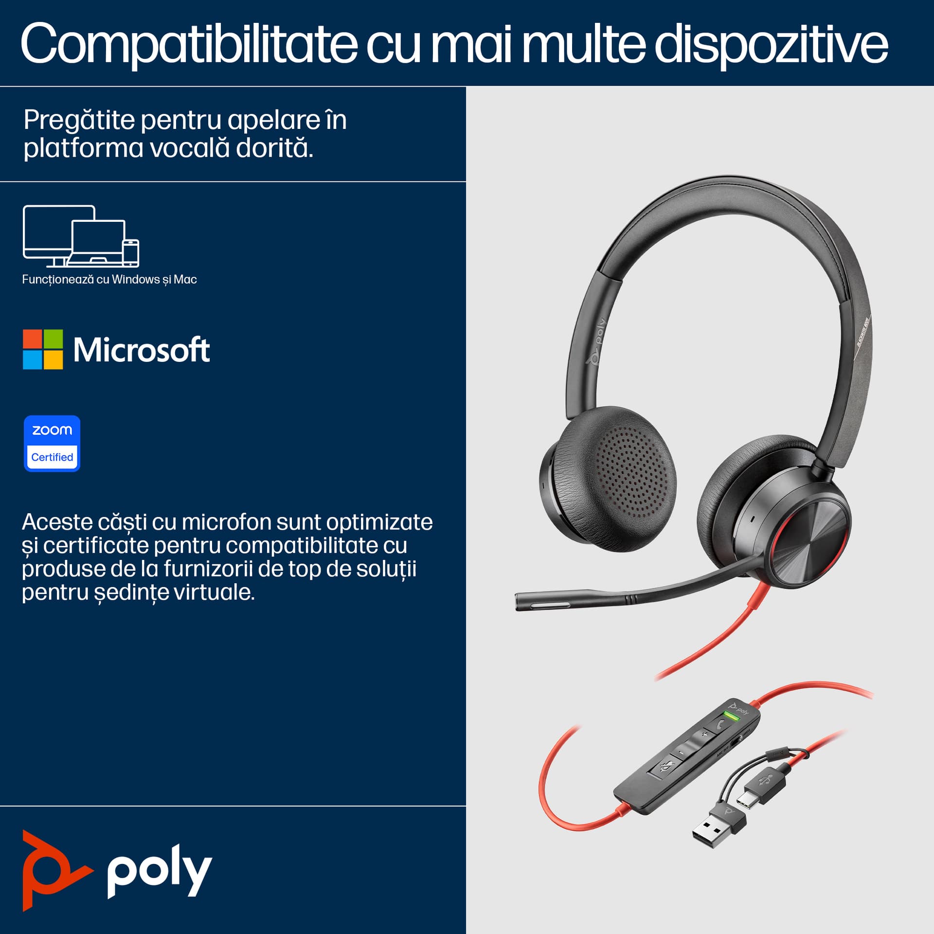 Poly BW 8225 Stereo USB-C HS +USB-C/A"8X223AA" — miniatură