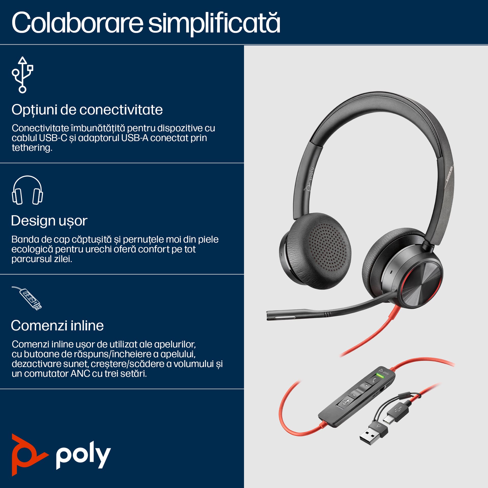 Poly BW 8225 Stereo USB-C HS +USB-C/A"8X223AA" — miniatură