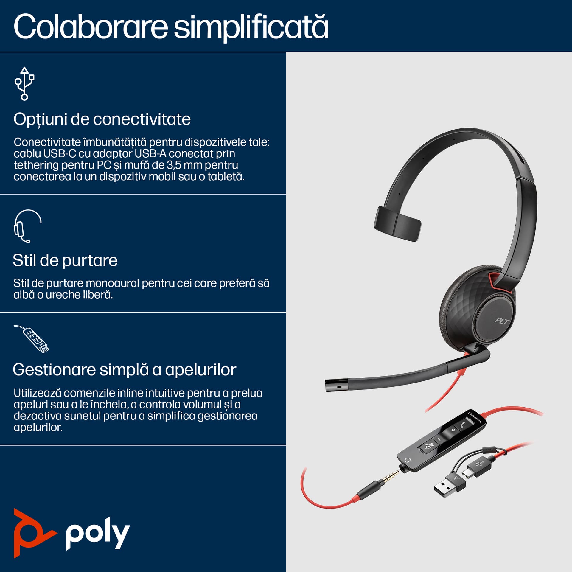 Poly BW 5210 USB-C HS +3.5mmP +USB-C/A"8X230AA" — miniatură