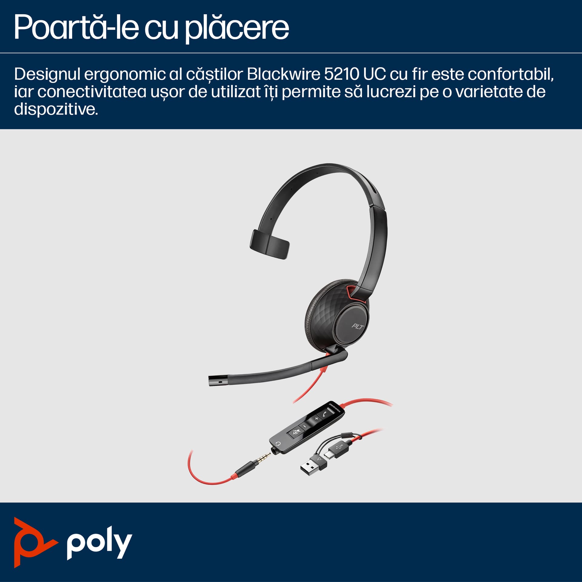 Poly BW 5210 USB-C HS +3.5mmP +USB-C/A"8X230AA" — miniatură