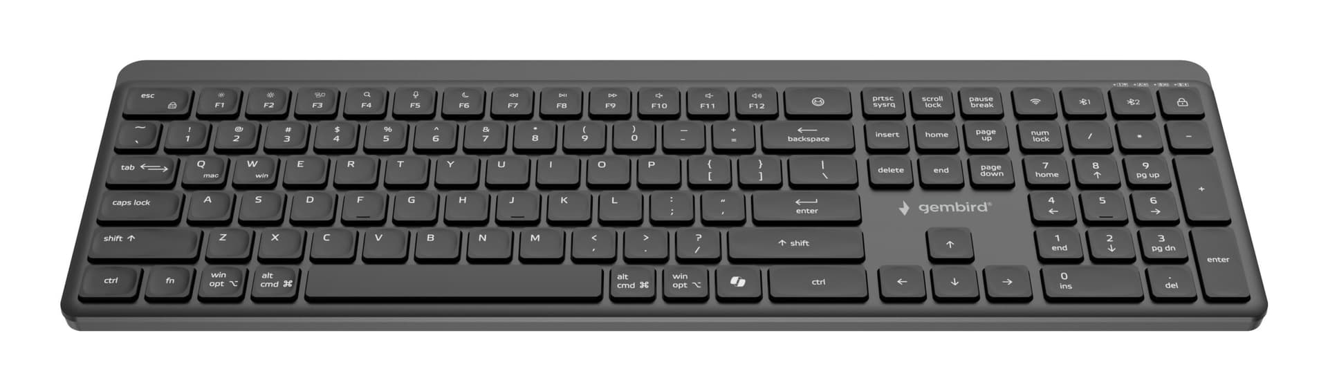 TASTATURA GEMBIRD wireless, dual-mode BT v5.1 + 2.4Ghz, 110 taste, Li-ion 300mAh, USB-C, black, "KB-WPS-03" — miniatură