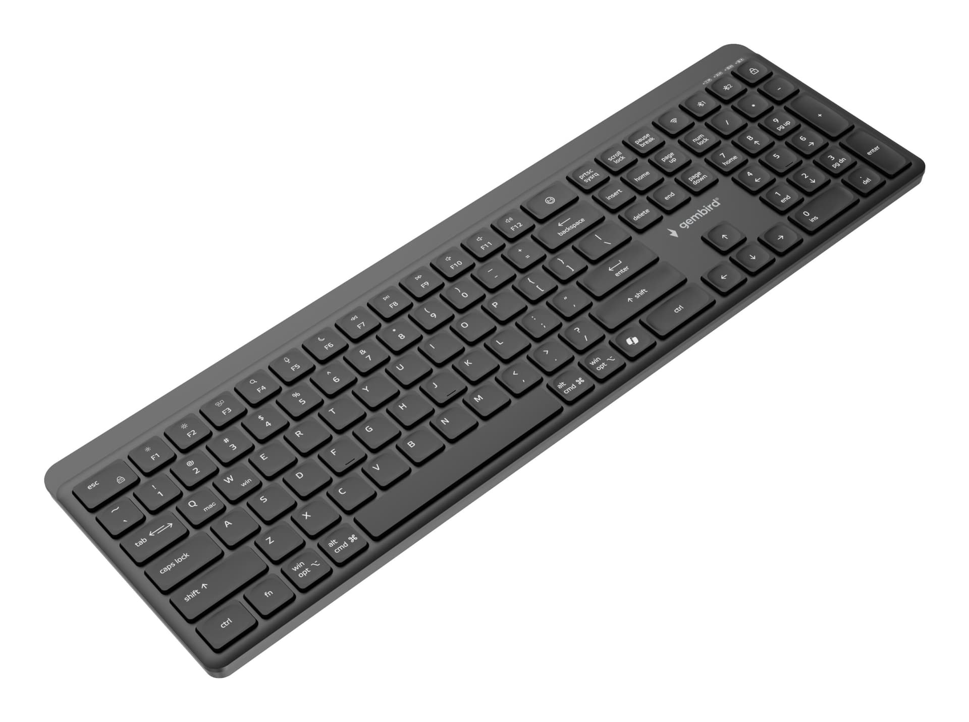 TASTATURA GEMBIRD wireless, dual-mode BT v5.1 + 2.4Ghz, 110 taste, Li-ion 300mAh, USB-C, black, "KB-WPS-03" — miniatură