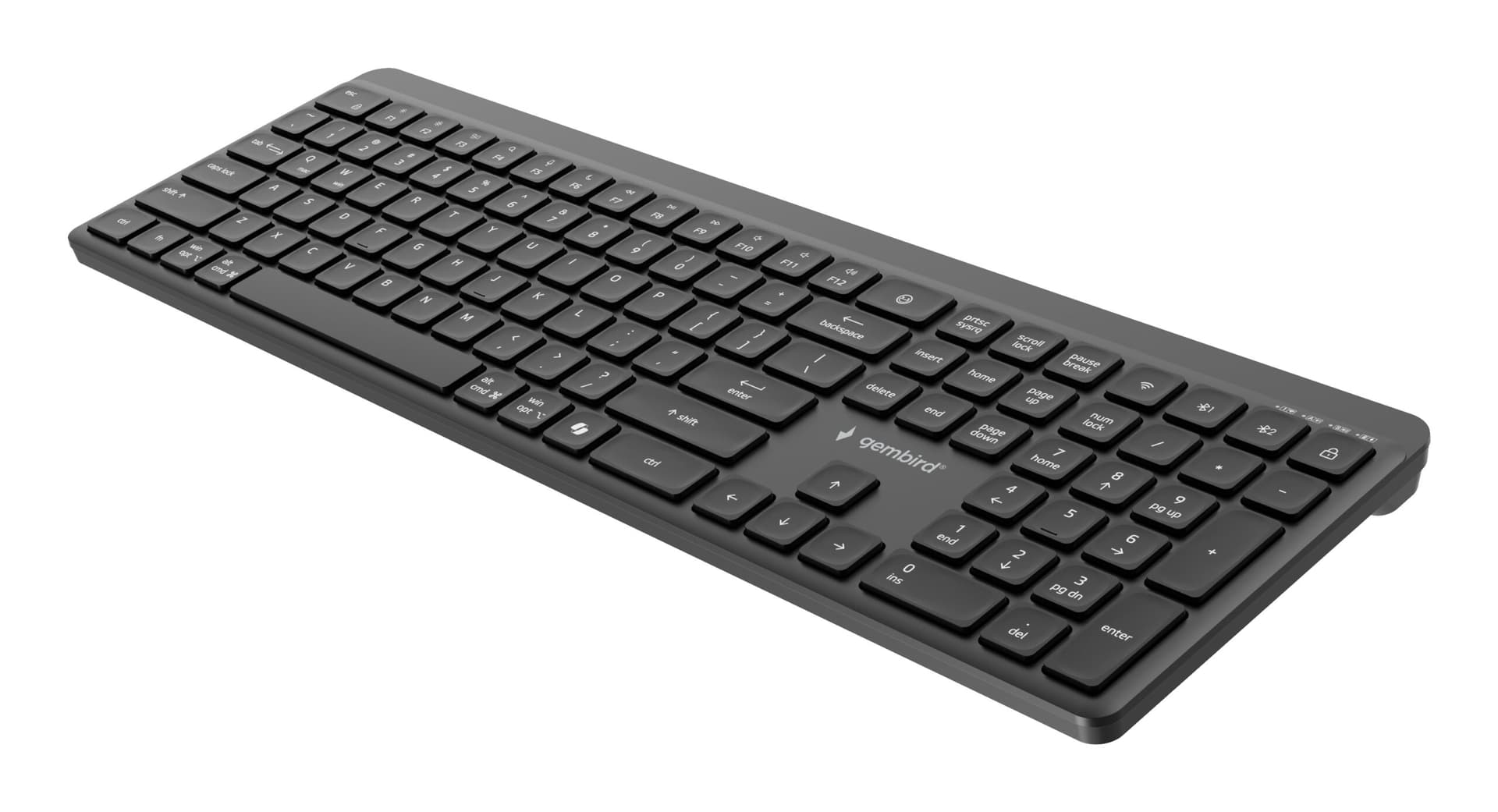 TASTATURA GEMBIRD wireless, dual-mode BT v5.1 + 2.4Ghz, 110 taste, Li-ion 300mAh, USB-C, black, "KB-WPS-03" — miniatură