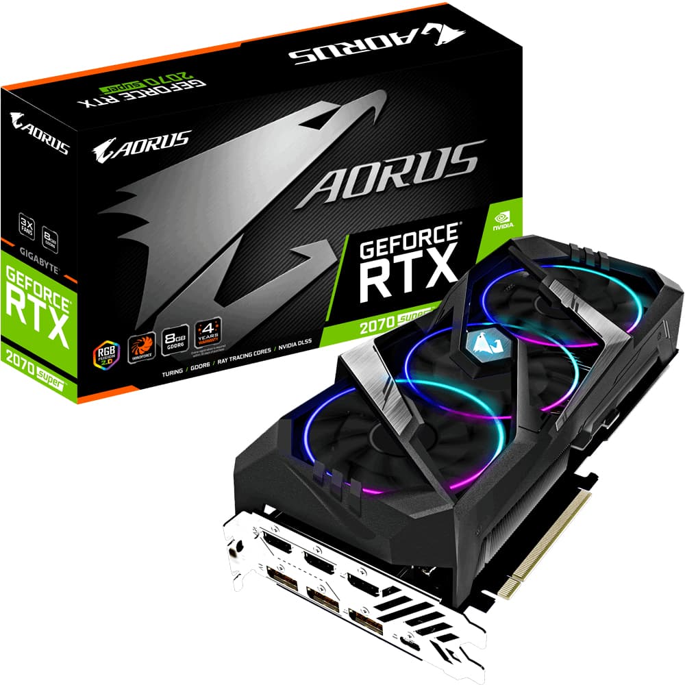 GIGABYTE AORUS GeForce RTX 2070 SUPER 8GB 256Bit 3xDP 3xHDMI DS STOCK REFURBISHED (P)"TPN - GV-N207SAORUS-8GC"