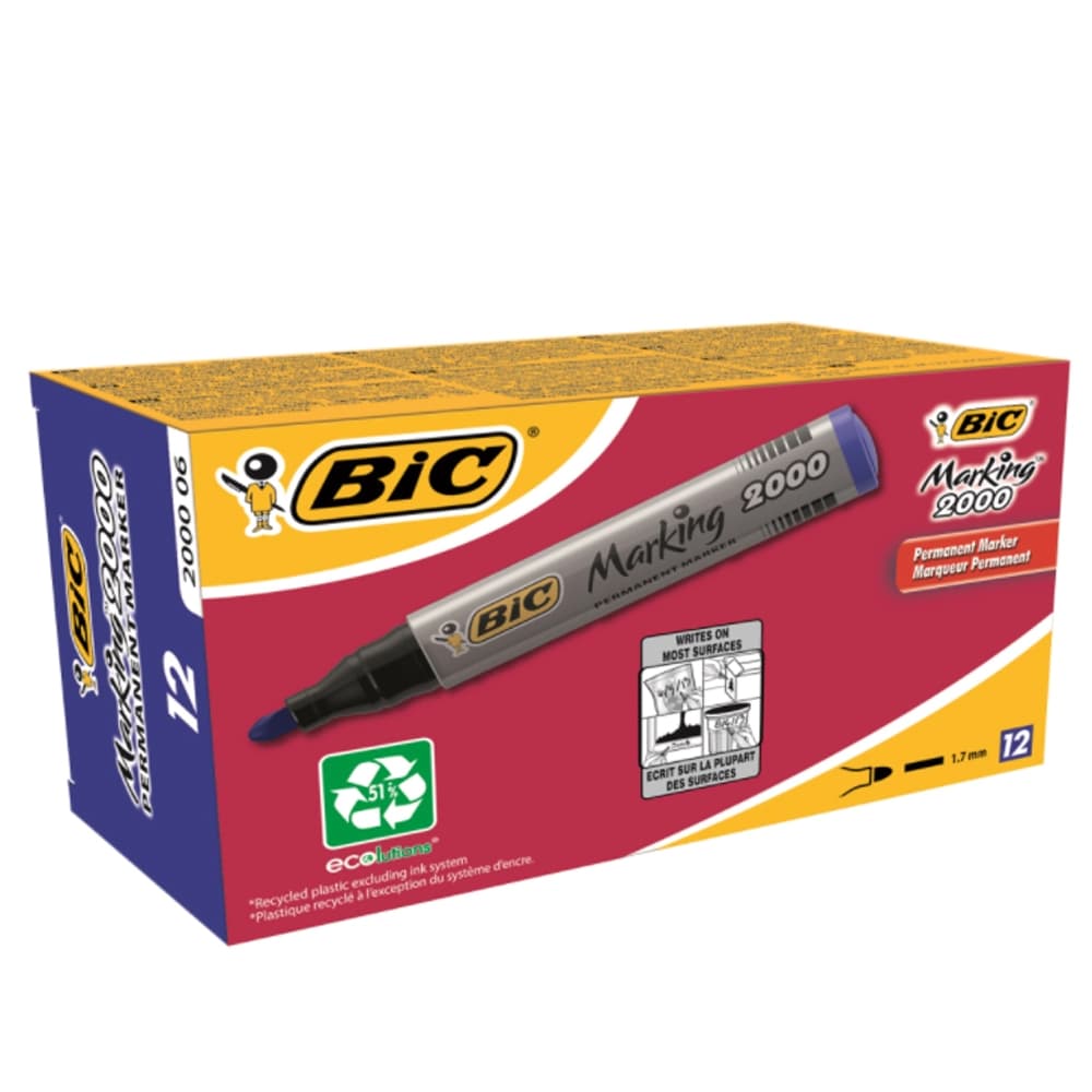 Marker permanent 2000 albastru 12/cutie - BIC — miniatură