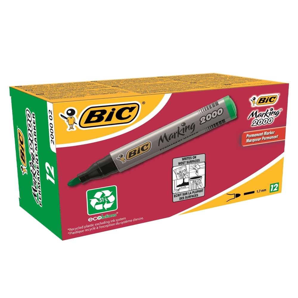 Marker permanent 2000 verde 12/cutie - BIC — miniatură