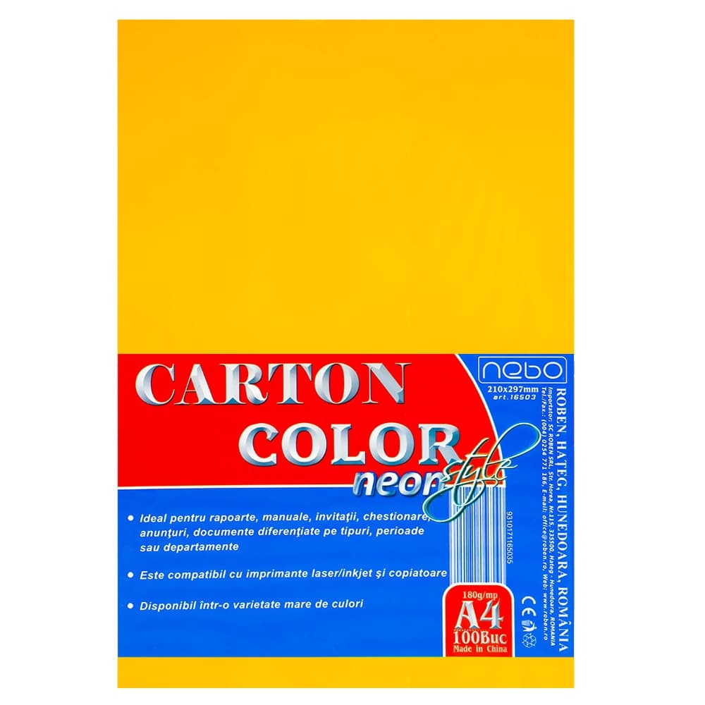 Carton color A4 180g NEON Set 100 - NEBO — miniatură