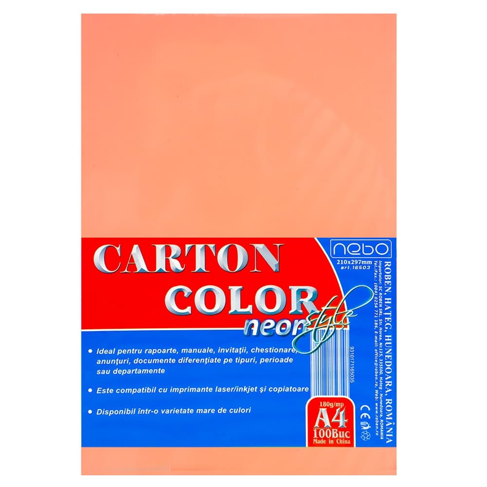 Carton color A4 180g NEON Set 100 - NEBO — miniatură