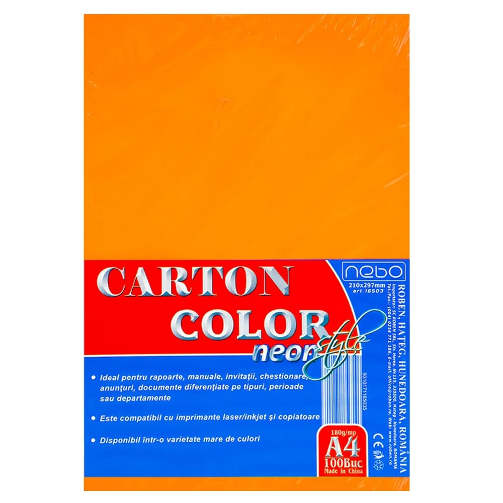 Carton color A4 180g NEON Set 100 - NEBO — miniatură