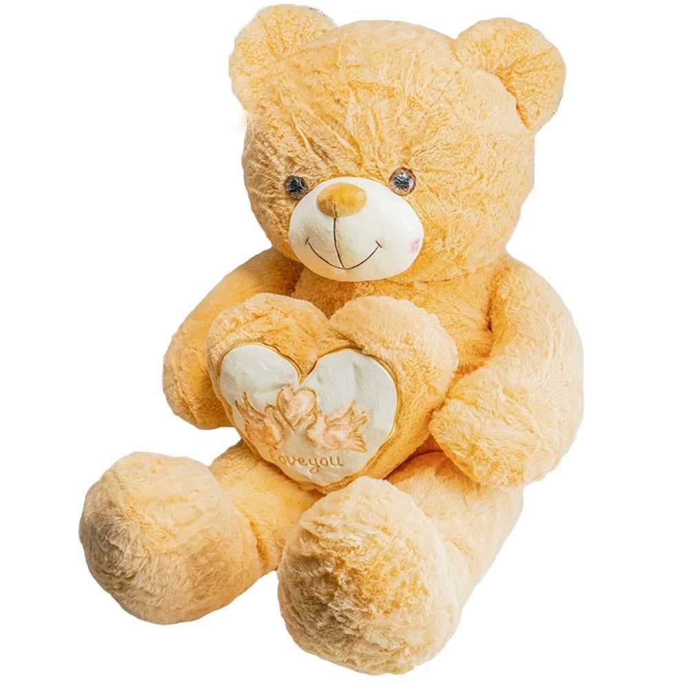 Ursulet din plus, cu inimioara, 90 cm — miniatură