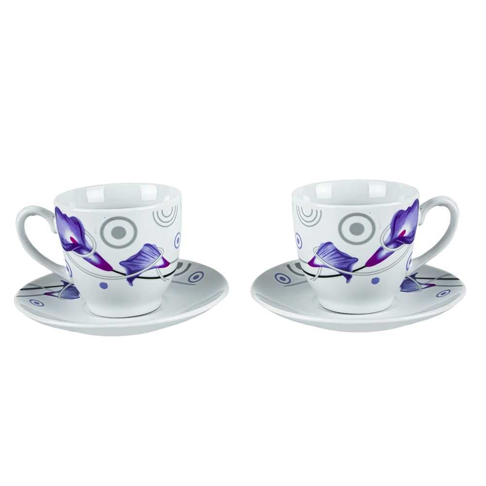 Set - 2 cesti + farfurii, Lavanda — miniatură